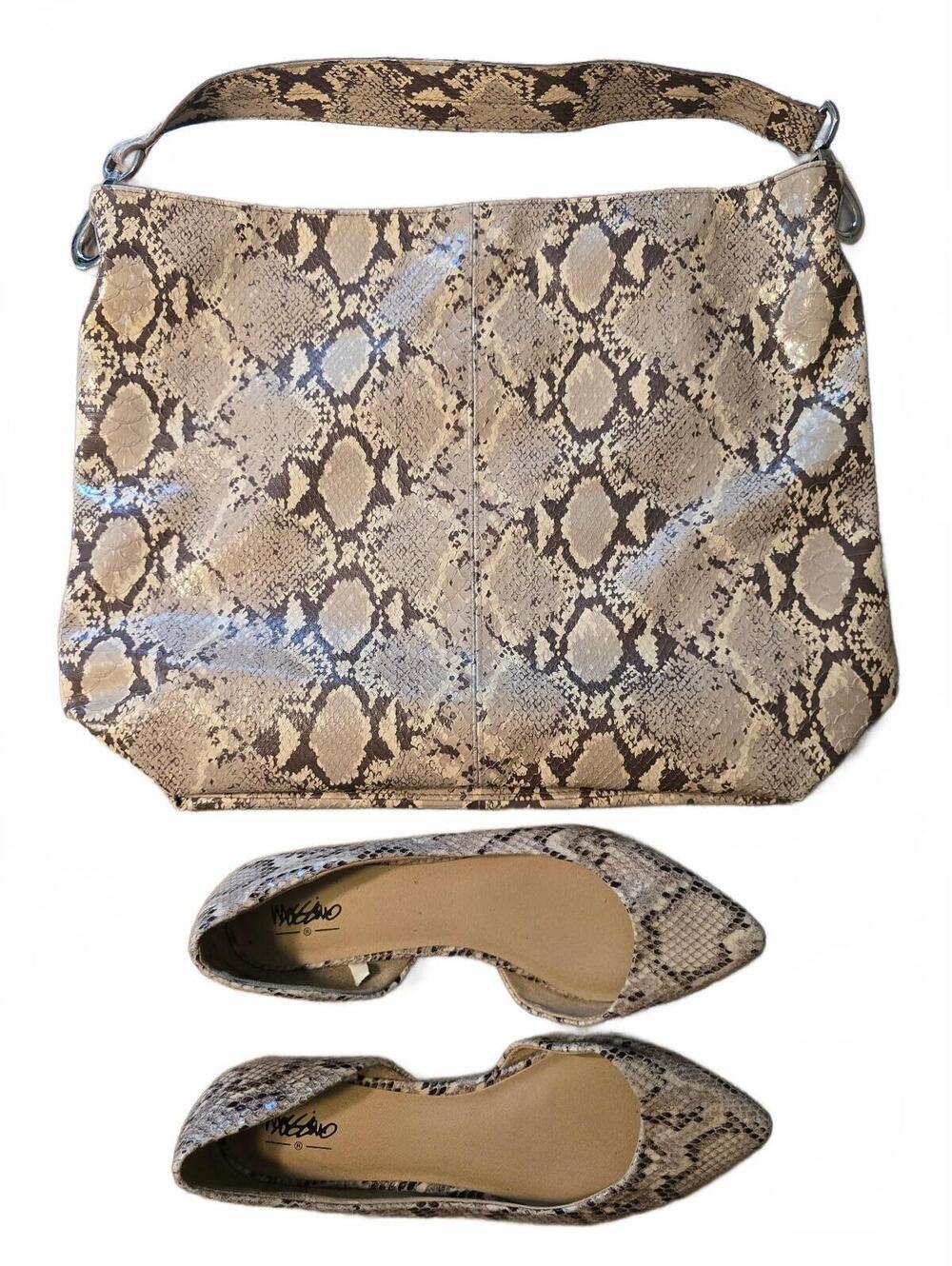 Massimo O’Dorzi Flats Size 8.5 Snakeskin Pattern & Purse bag